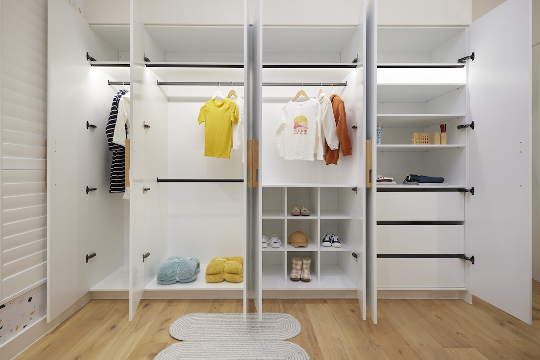 Inside kids wardrobe with ample storage