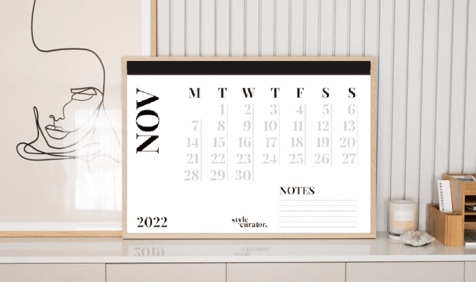 FREE minimalist A1 wall calendar: Subscribe to Style Curator for your copy