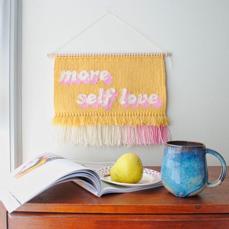 Olive and the Boy_self love_graphic handwoven tapestries