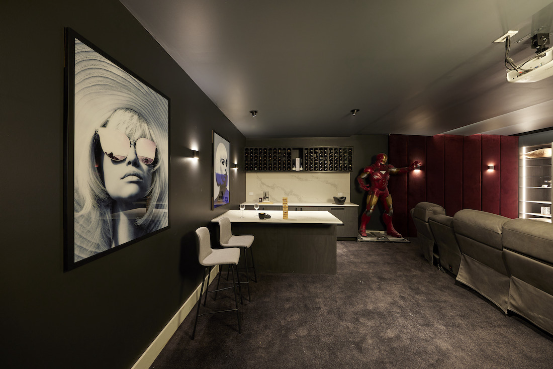 Bar in basement cinema room
