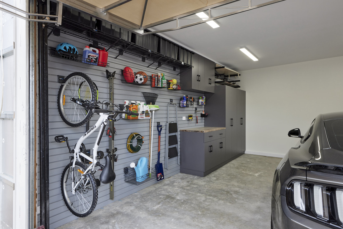 Garage with wall storage