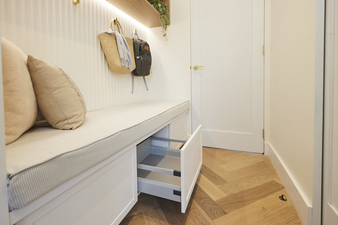 Mudroom with drawer storage