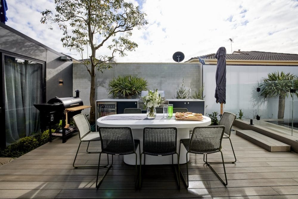 Outdoor kitchen and dining space