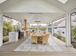 Outdoor covered dining space