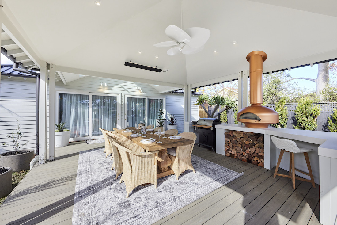 Dining space with outdoor kitchen