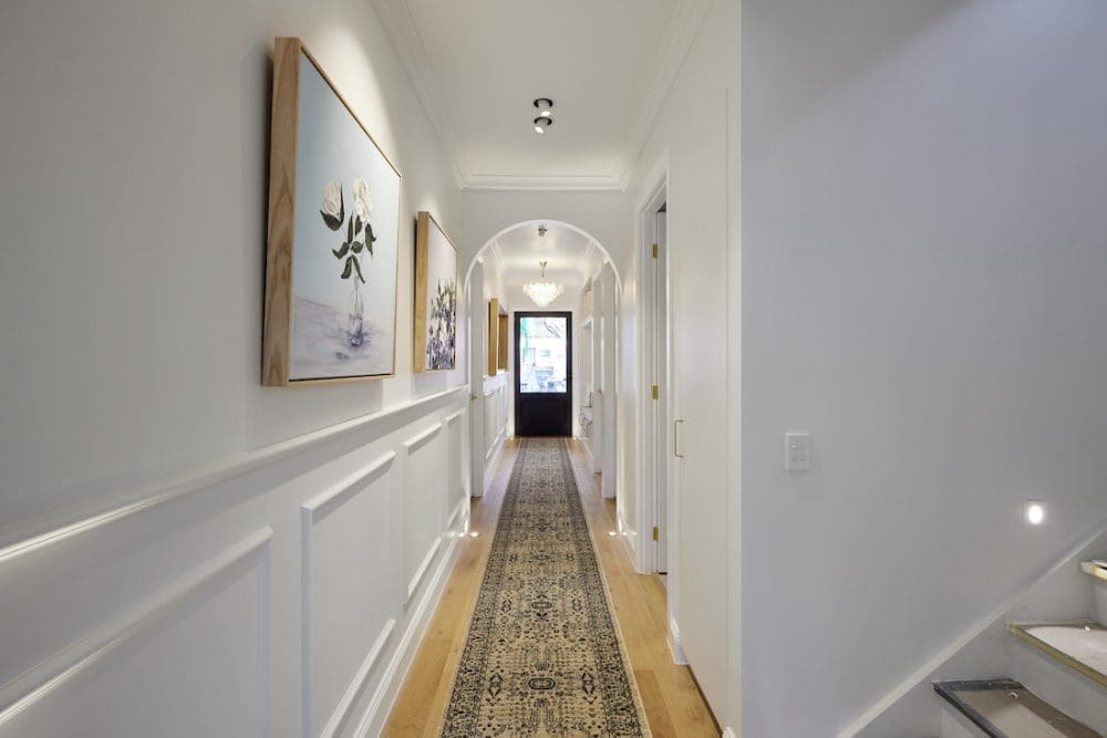 Hallway with arch doorways