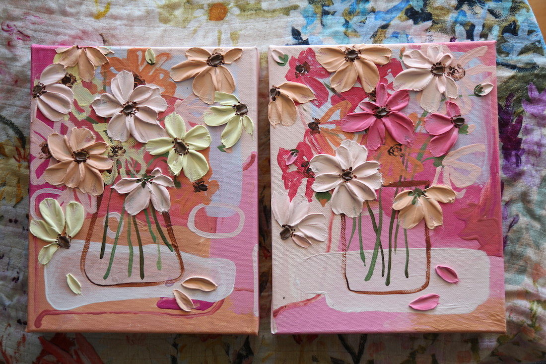 Textural twin floral artworks from Kelsie Rose Creative