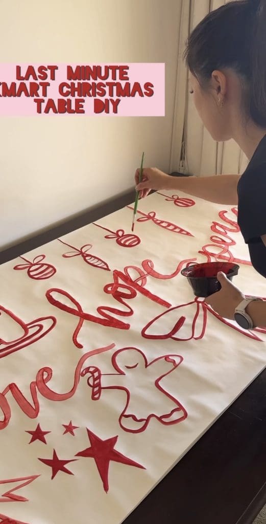 Painted paper Christmas tablecloth