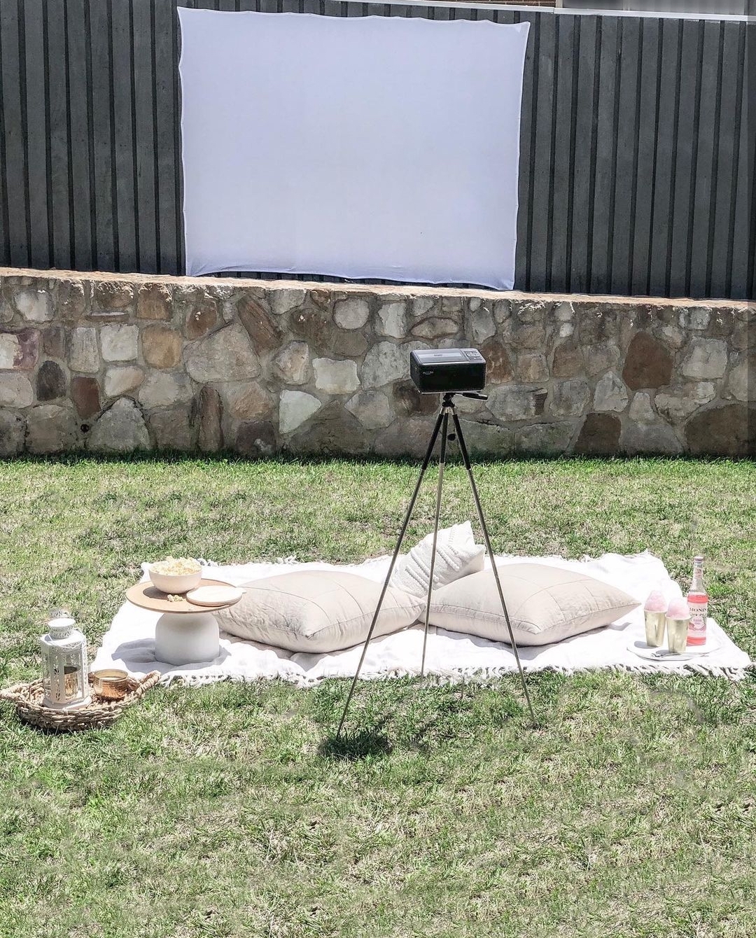 outdoor at home movie set up