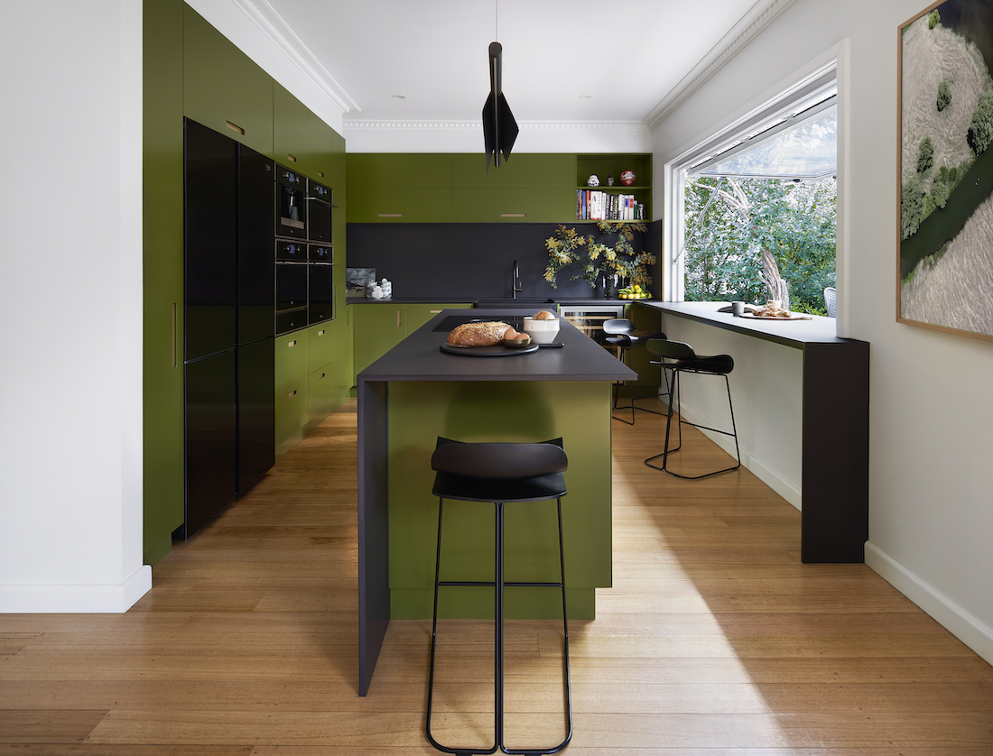 Olive green kitchen