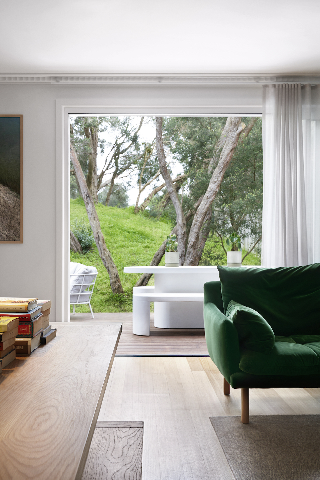 Large window with view of bushland