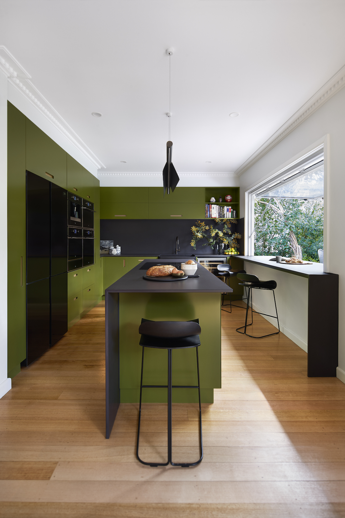 Green kitchen cabinetry