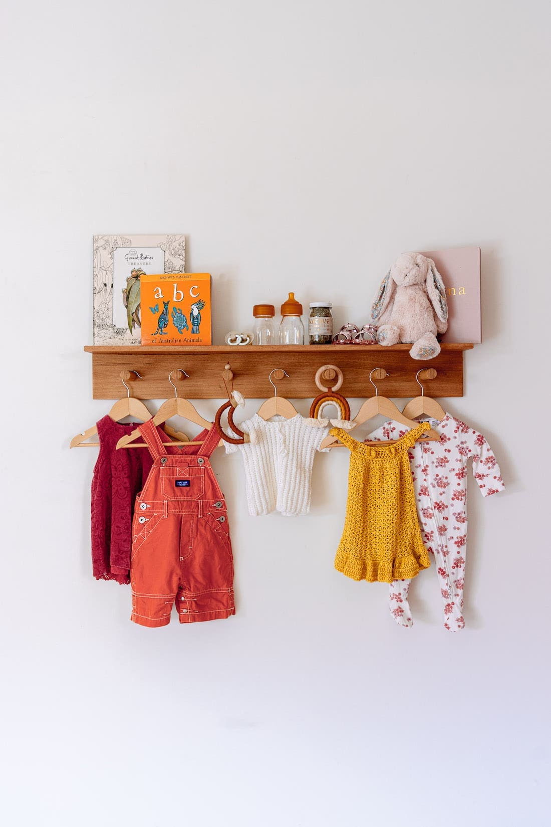 Floating shelf and coat rack from Al + Imo