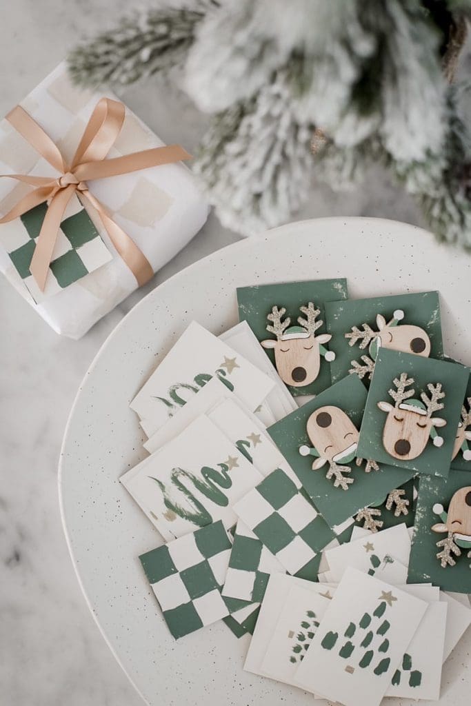 Stamped gift tags and wrapping paper