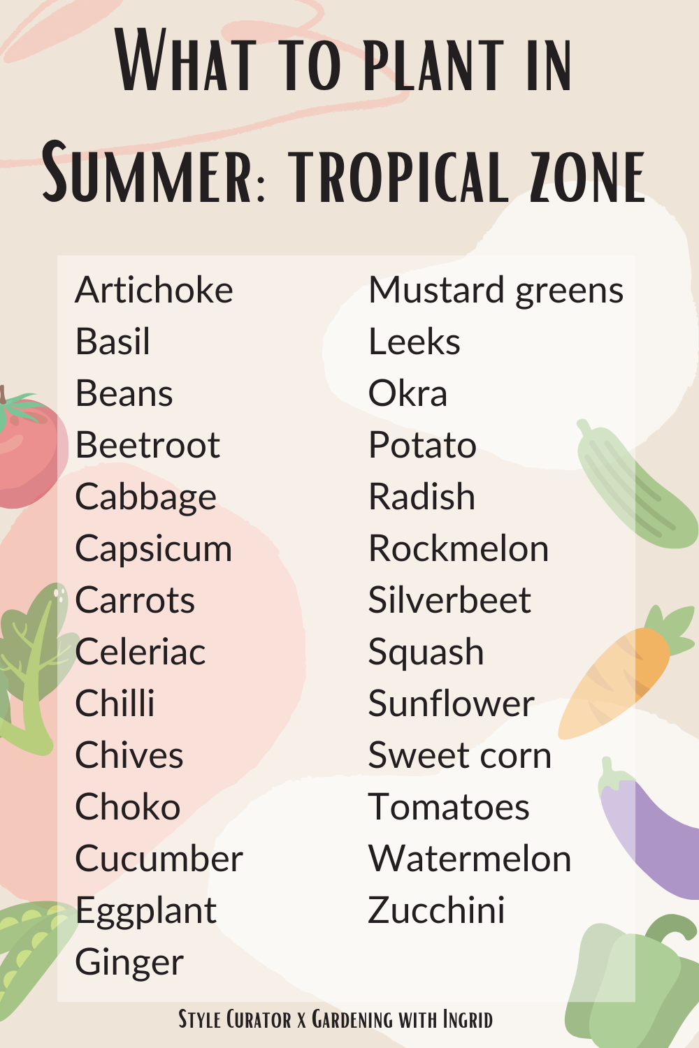 What to plant in Summer in Australia - tropical zone