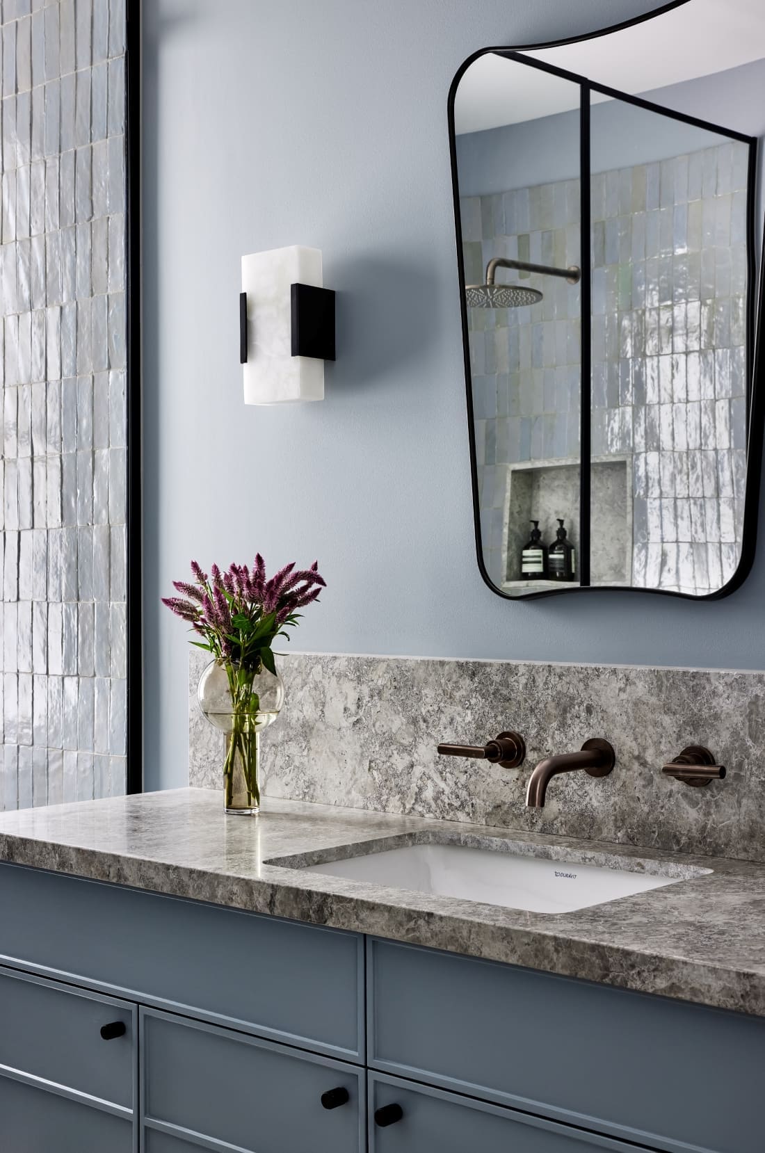 This blue powder room is our favourite in this coastal federation home renovation