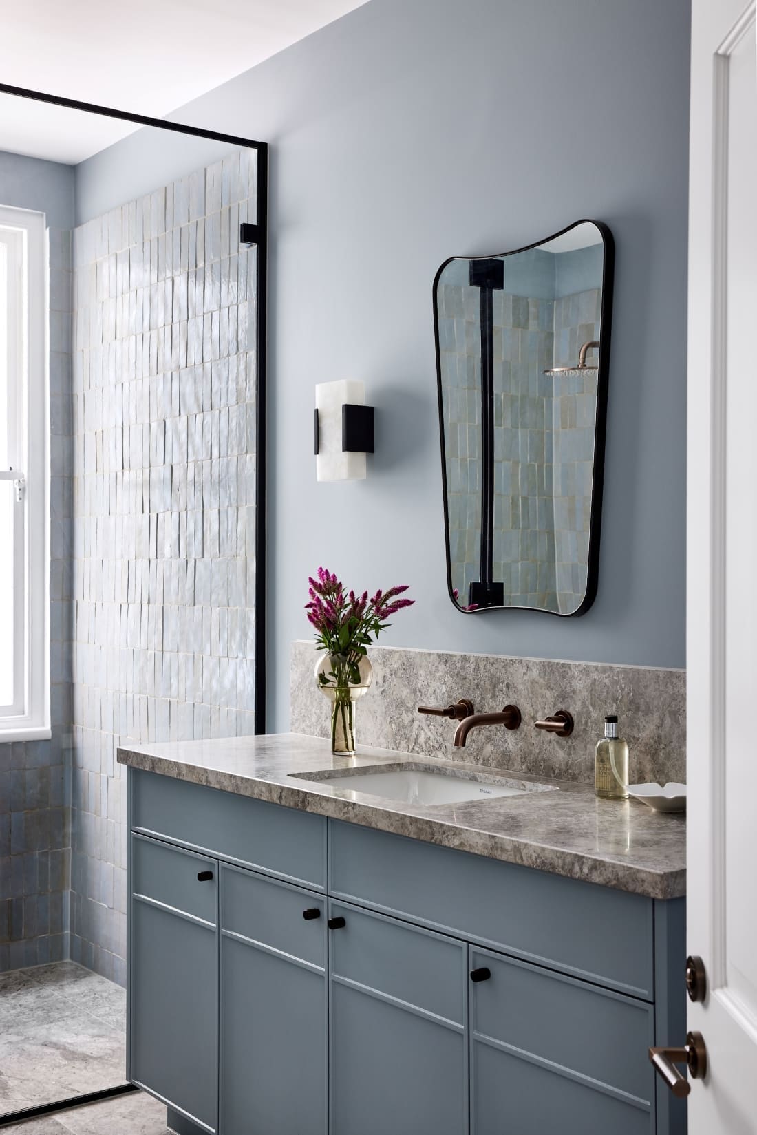 Blue guest bathroom