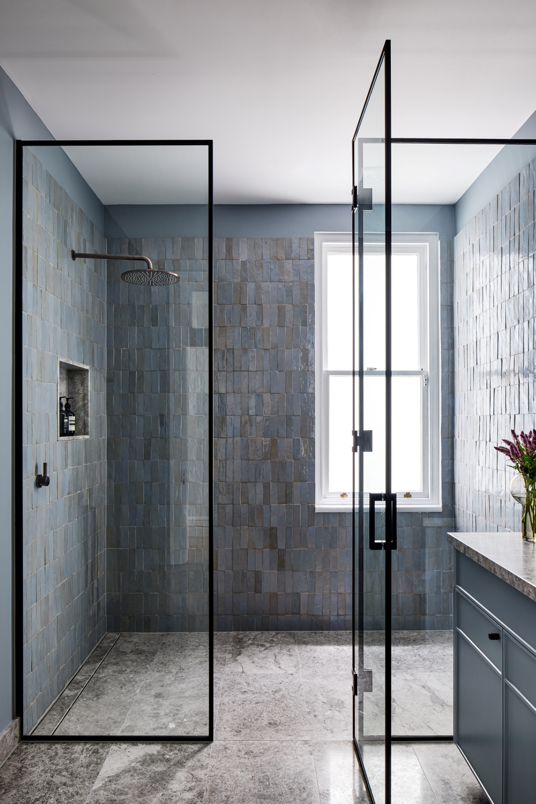 Blue tiled shower _ Mosman Residence III