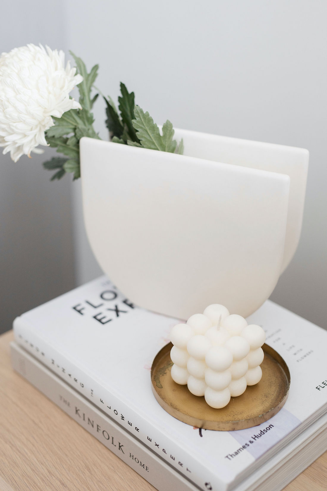 Bubble candle on bedside table