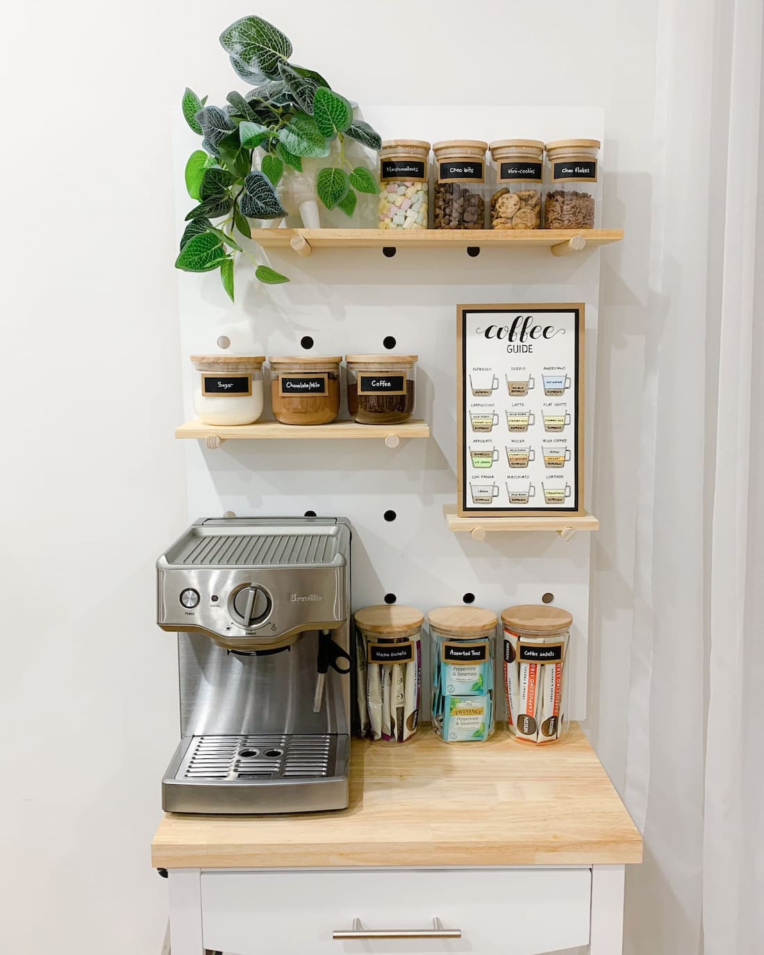 Coffee station using pegboard