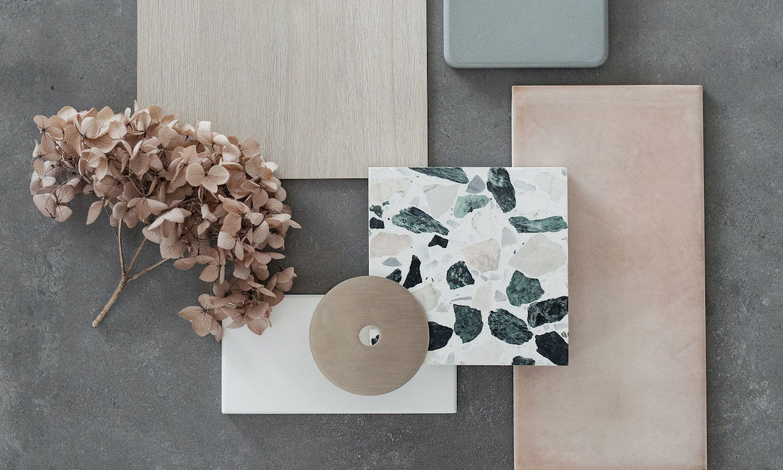 Materials palette mood board flatlay careers for design