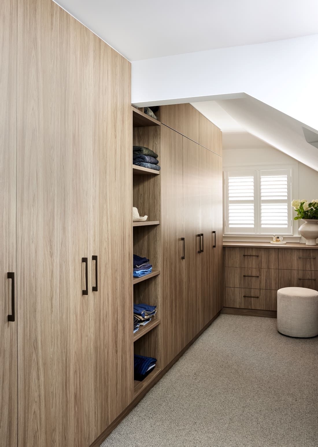 Timber walk-in wardrobe