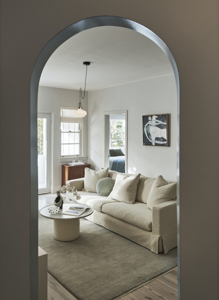 Archway leading into living room