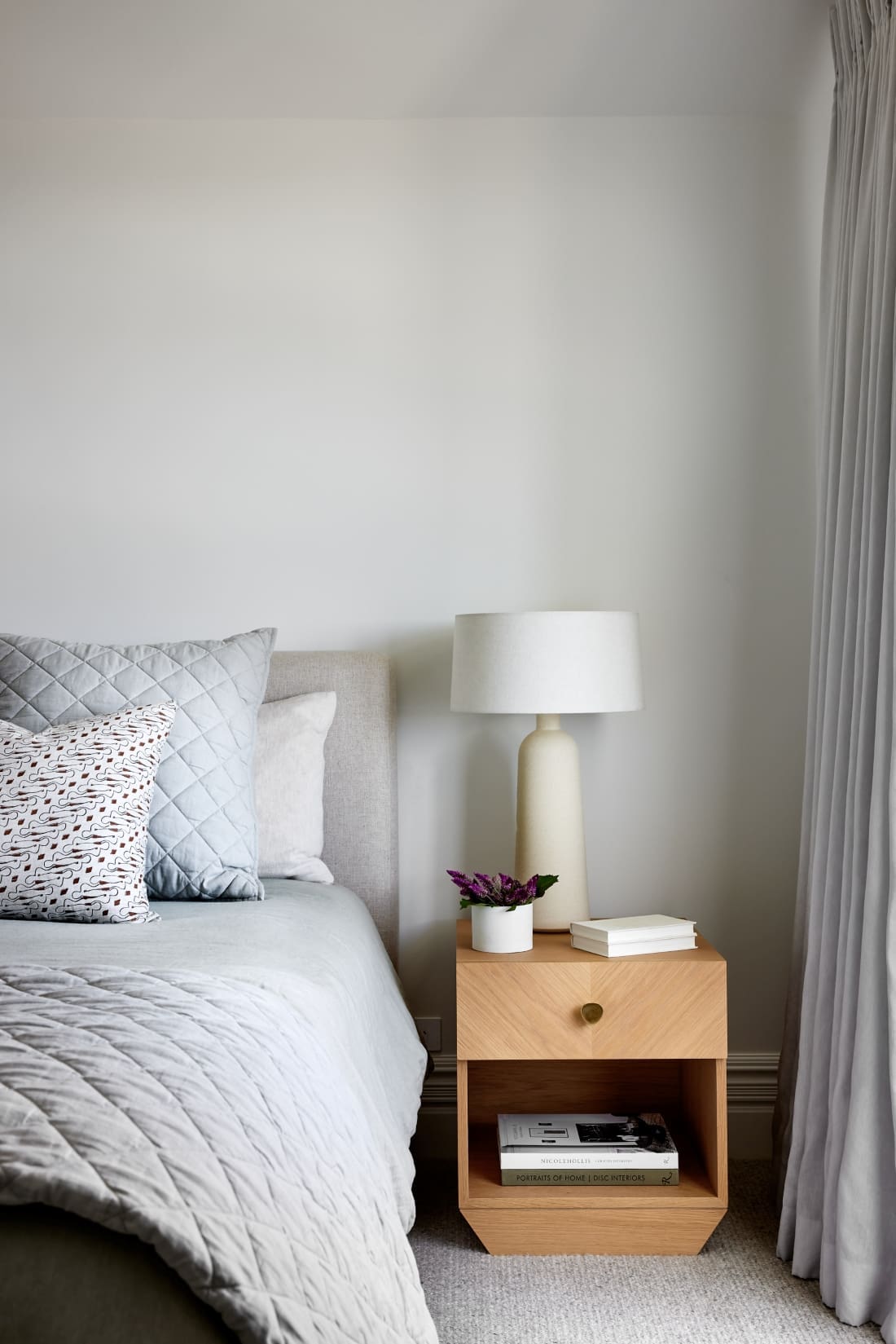 White bedroom bedside table _ Mosman Residence III