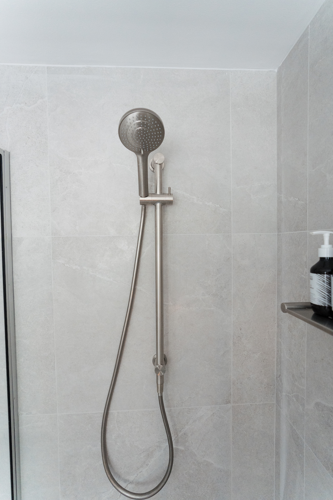 Brushed nickel shower by Nero from Tile Republic