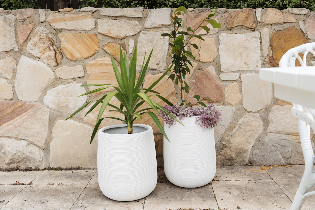 Outdoor white pots