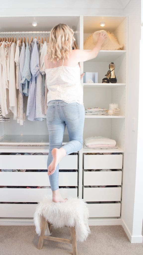 white walk in wardrobe