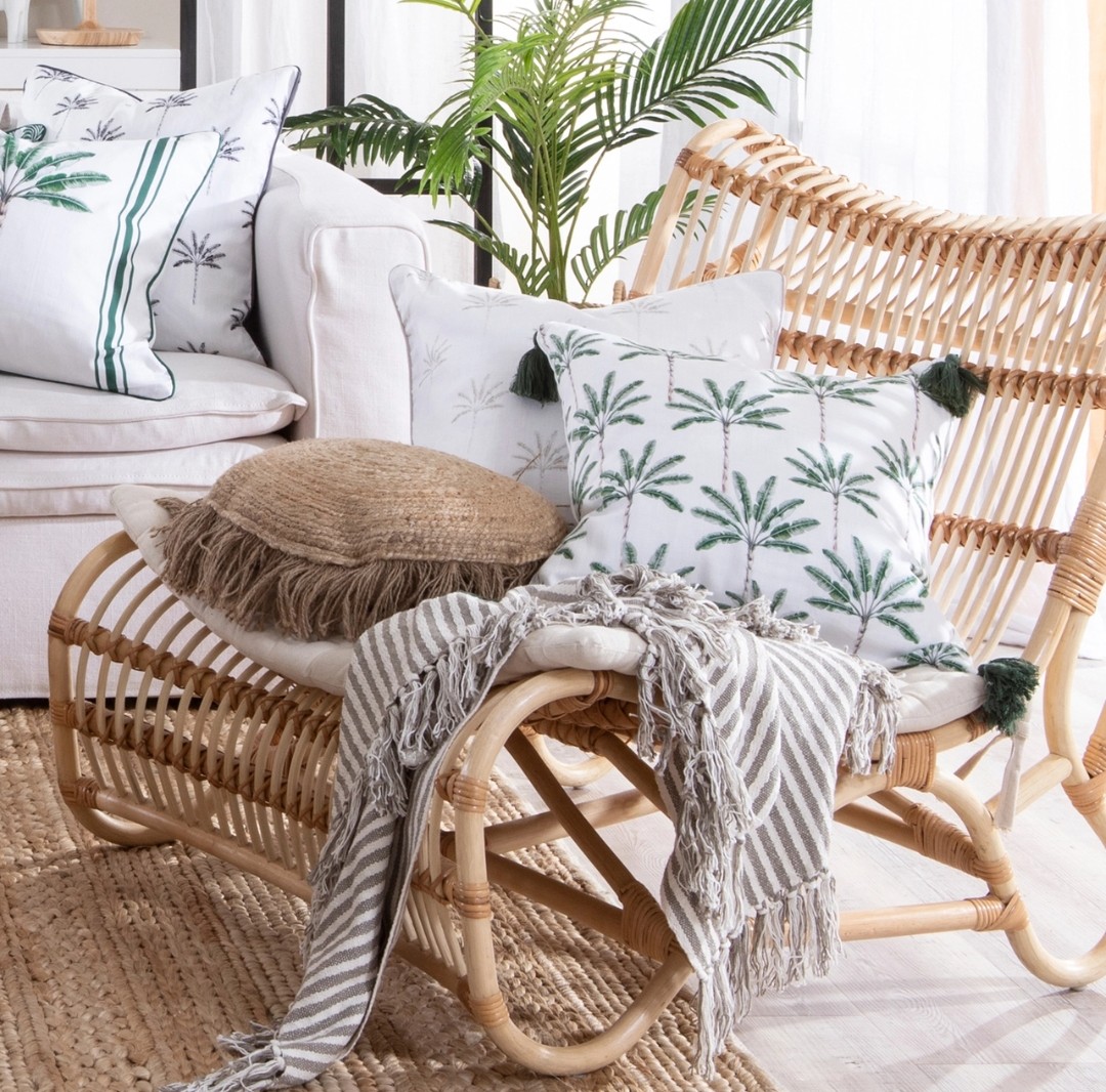 Cane occasional chair with jute cushion
