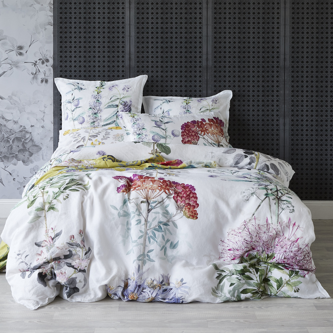 Floral print linen bedding