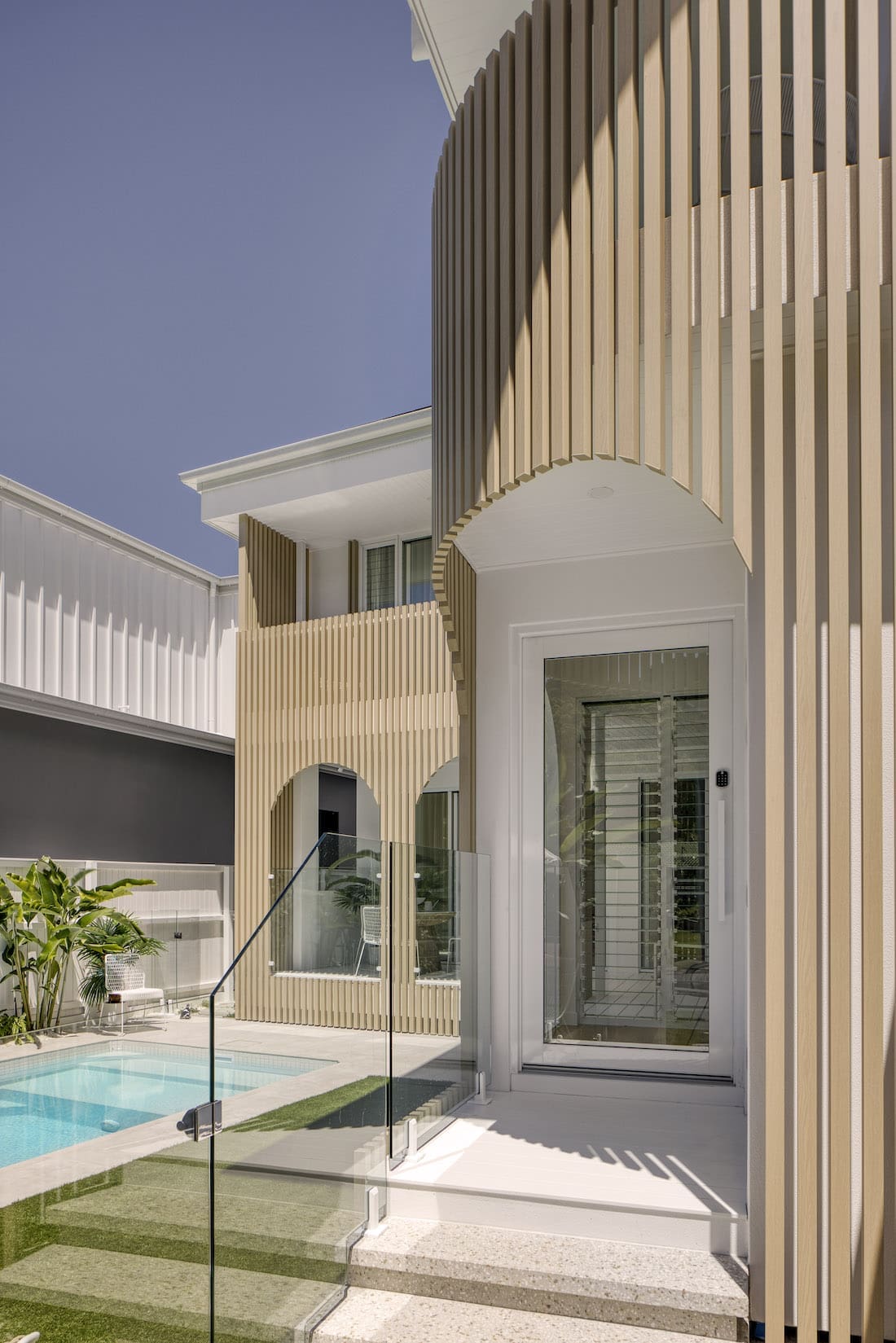 Timber features of exterior of Tawarri house