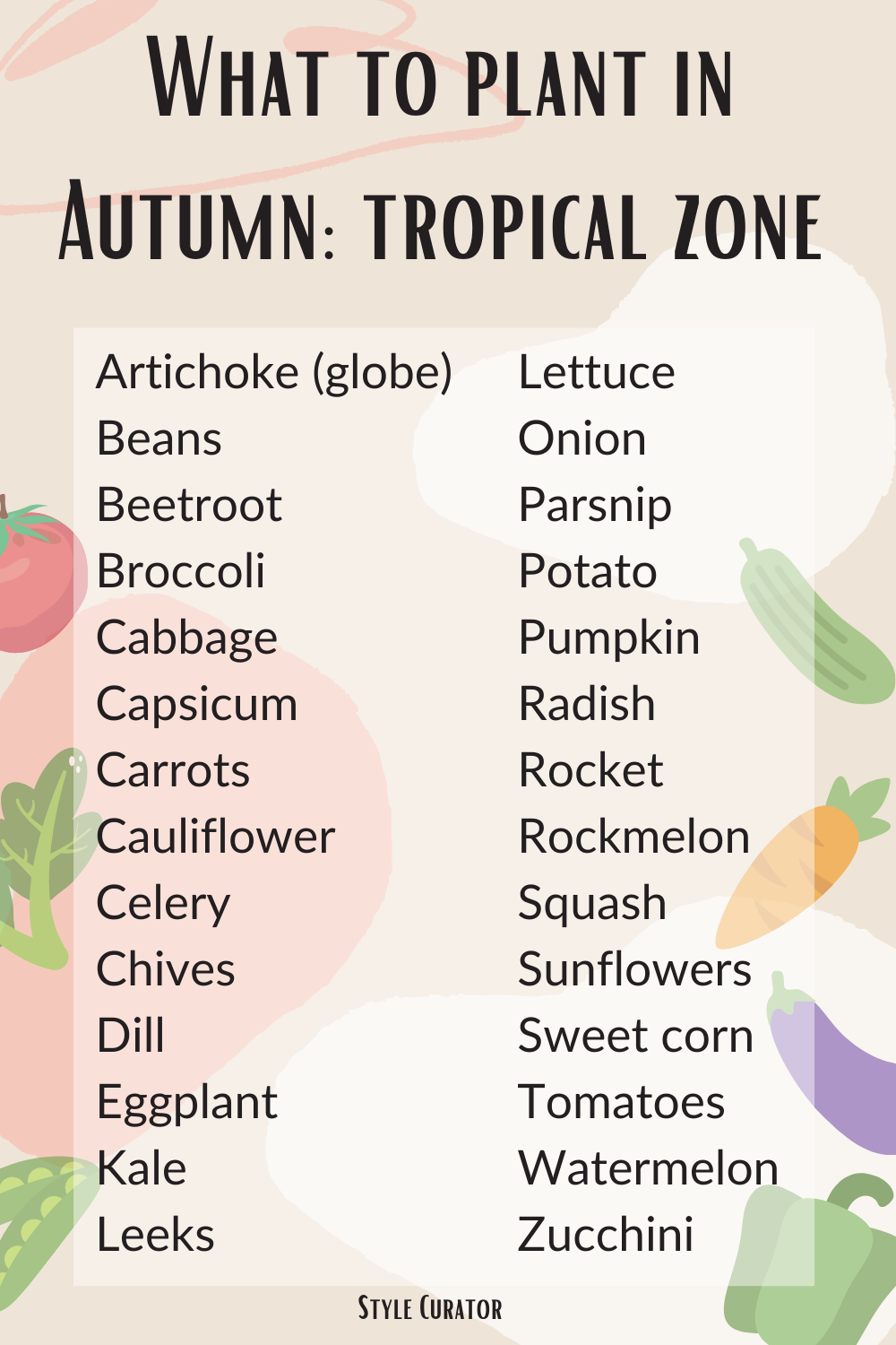 What to plant in Autumn in Australia - tropical zone