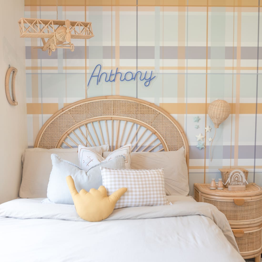 boys bedroom with neutral styling