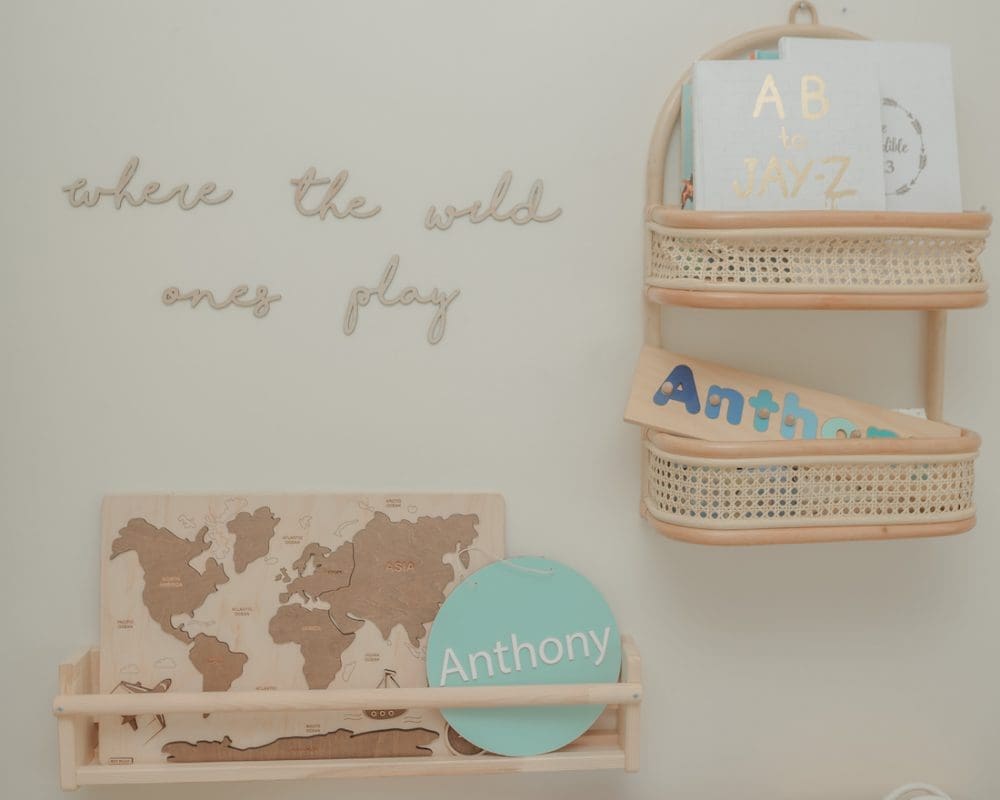gingham boy's room _ wall styling