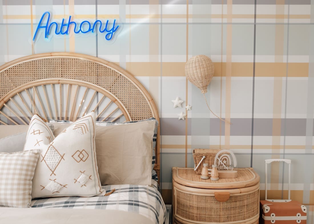 gingham boy's room _ wallpaper