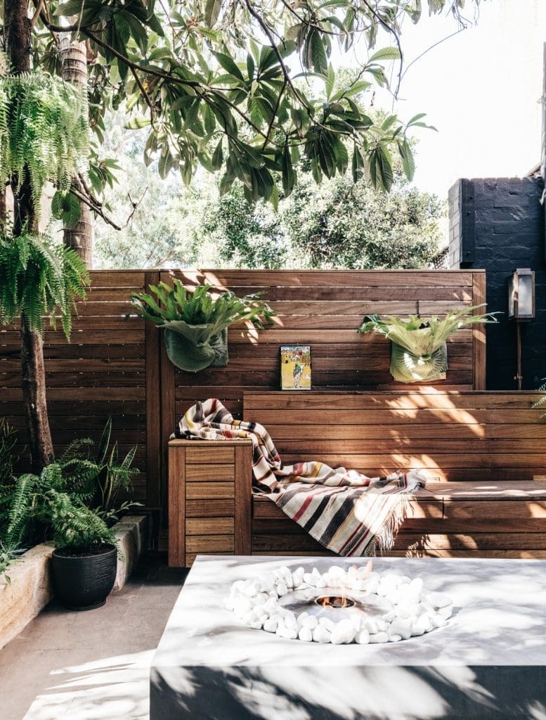 Fire pit in concrete coffee table