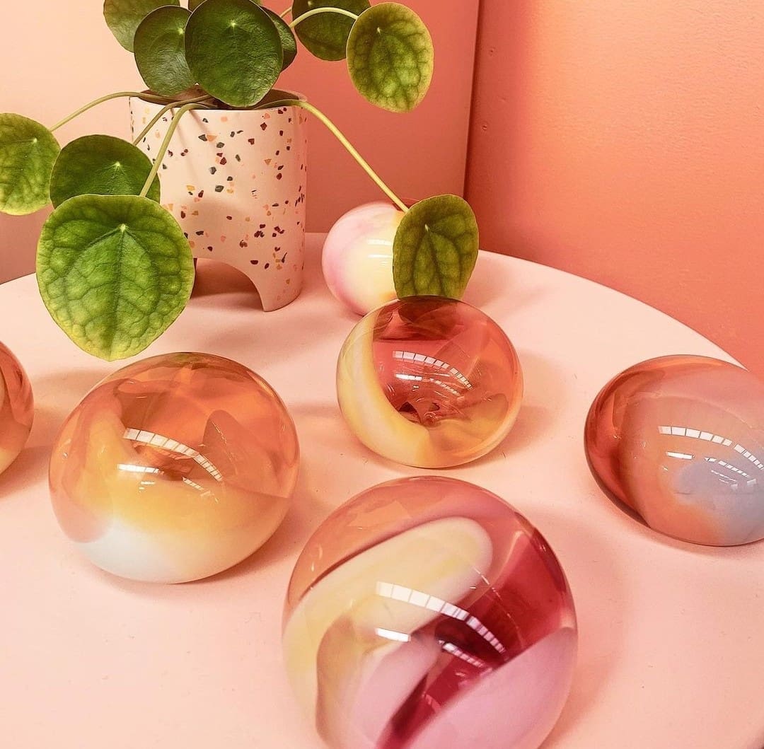 Glass paperweights handblown by Amanda Dziedzic