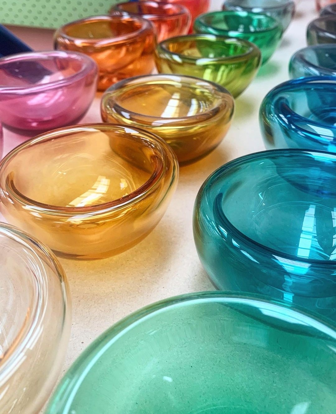 Rainbow glass bowls by Amanda Dziedzic