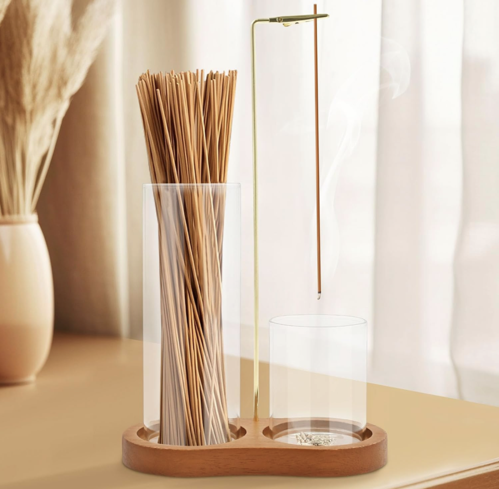 Glass upside down incense holder