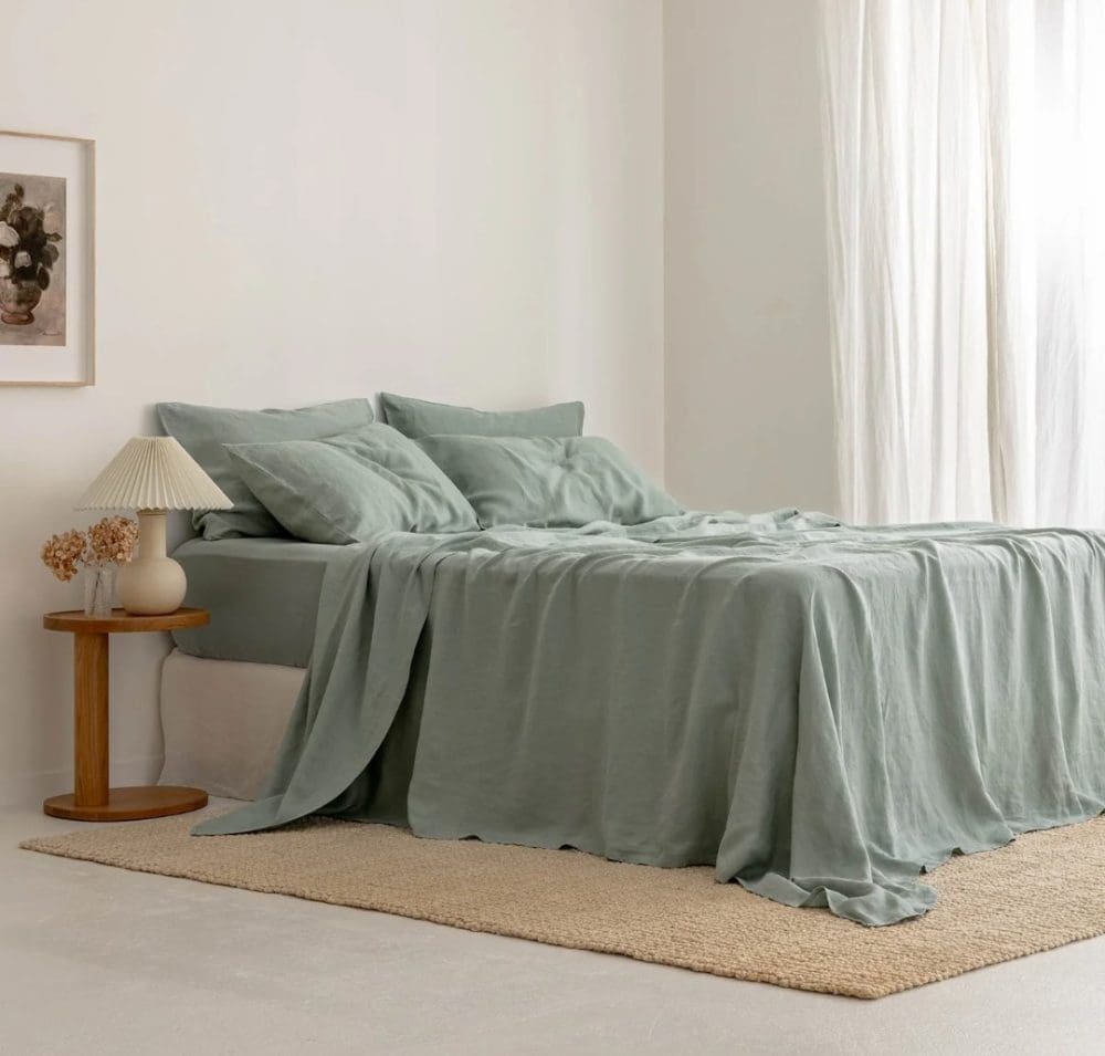Sage green I love linen sheets