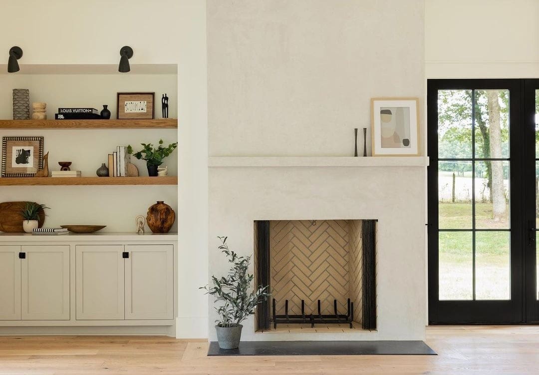 Fireplaces: Herringbone brick