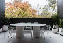 concrete outdoor dining table