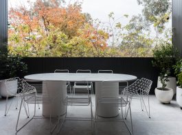 concrete outdoor dining table