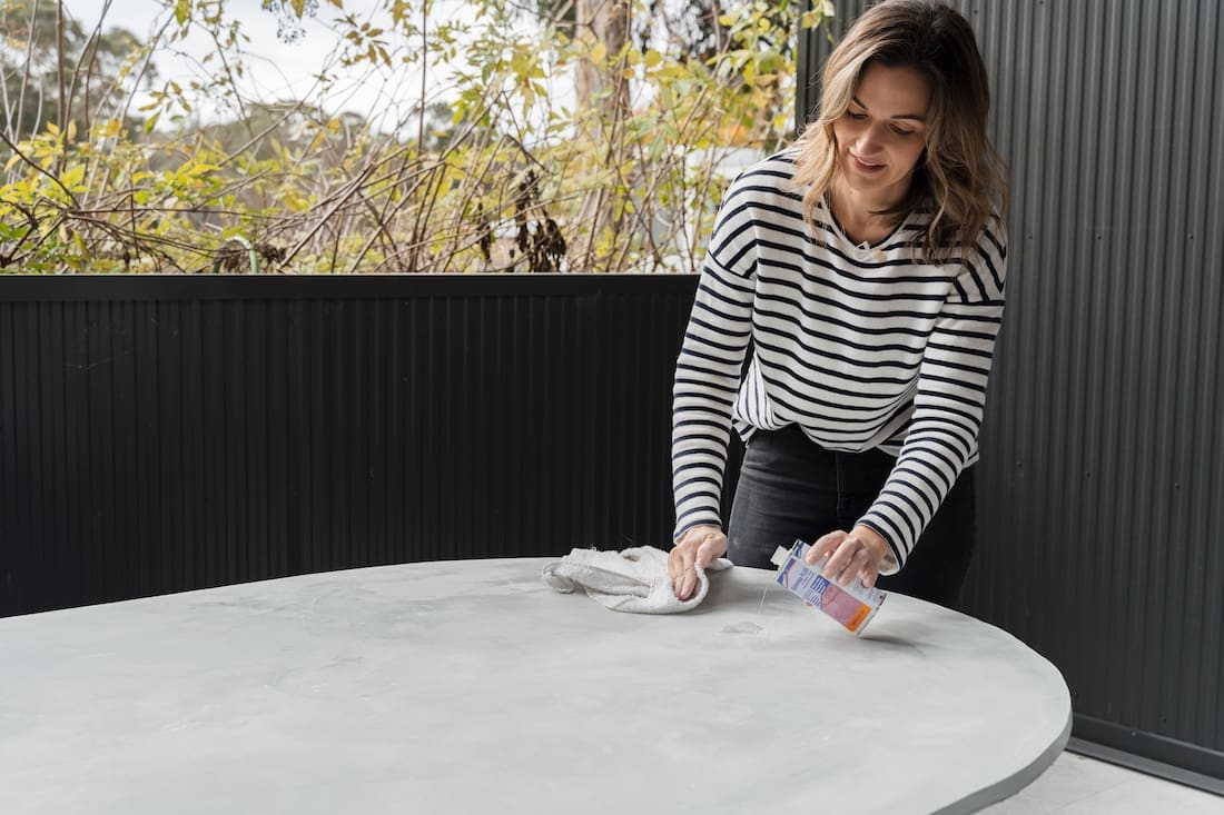 concrete outdoor dining table