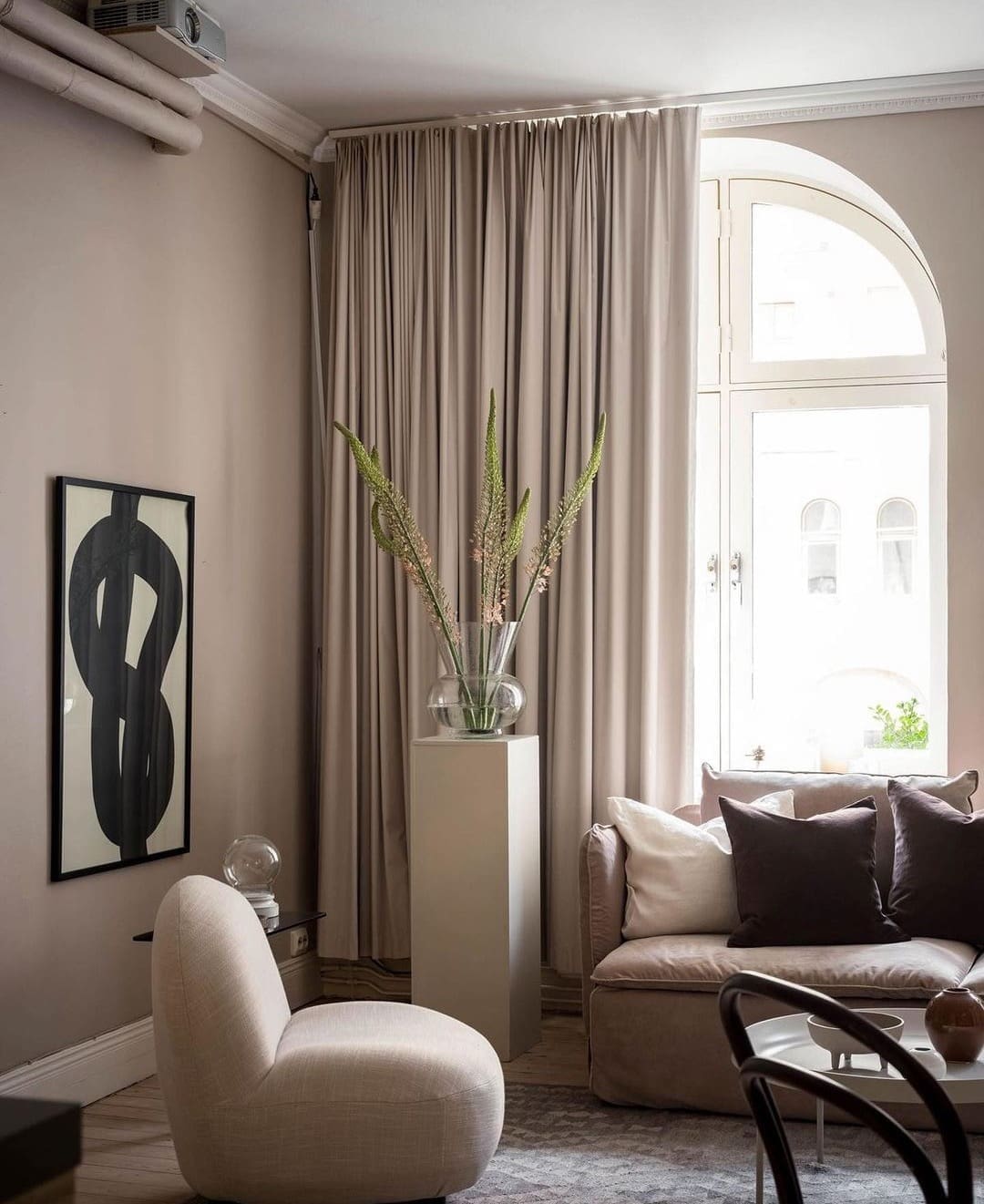 dark brown and beige living room