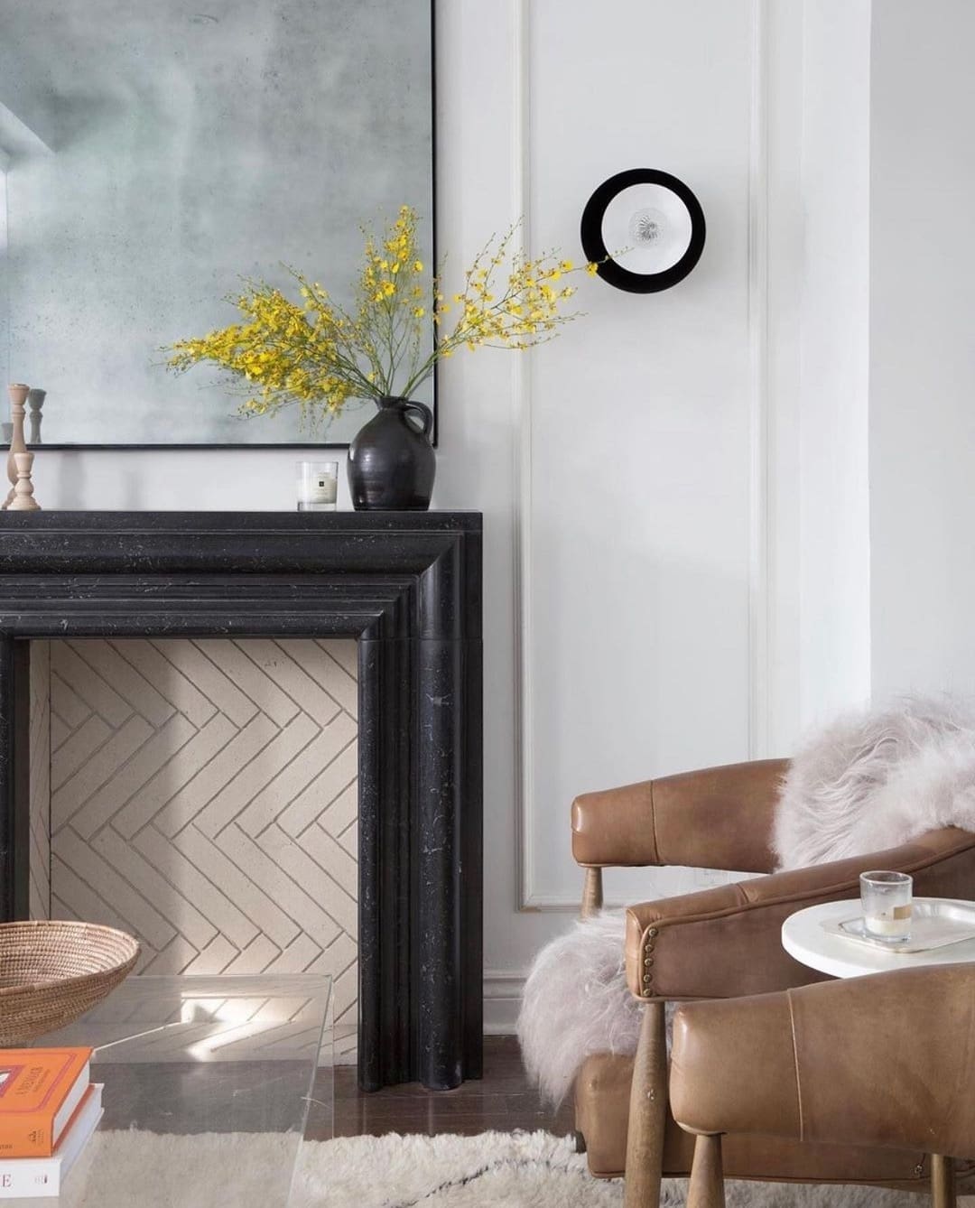 herringbone fireplace