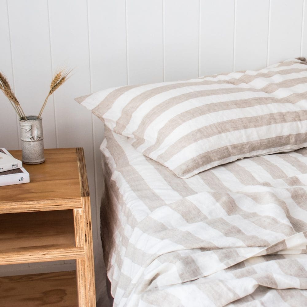 atural stripe quilt cover and pillows